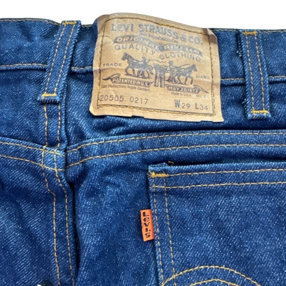 Vintage Levi's 20505 Orange Tab Made USA Jeans W29 L34 Dark Wash Straight Leg - Picture 12 of 16
